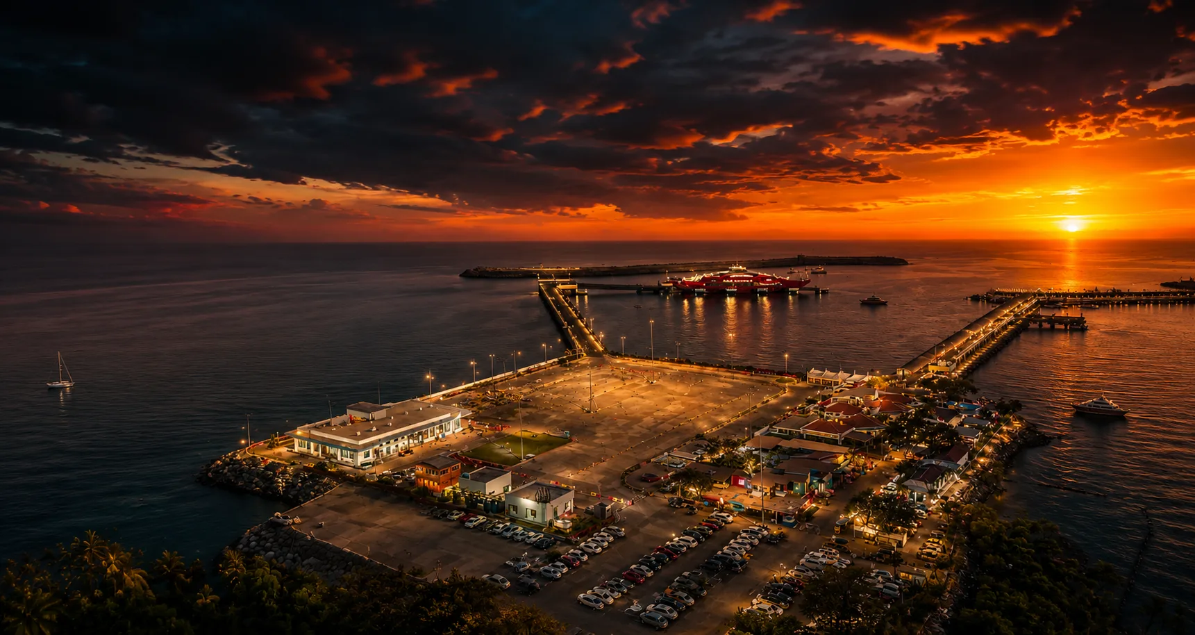 M2M-1 docked at Mumbai harbour at sunset